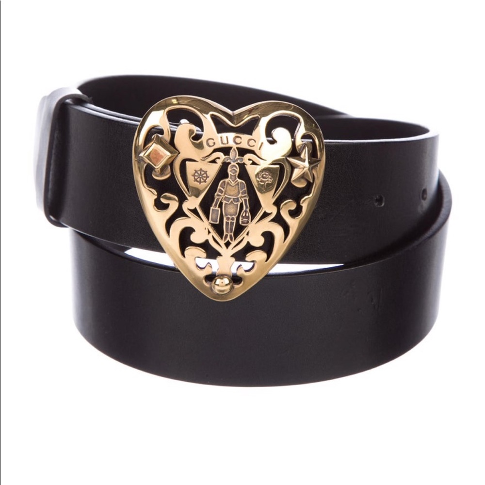 Gucci Crest Black Leather belt 75 *Authentic*